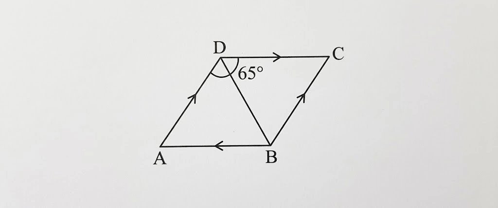 شكل هندسي لمعين ABCD لتحديد قياس الزاوية A